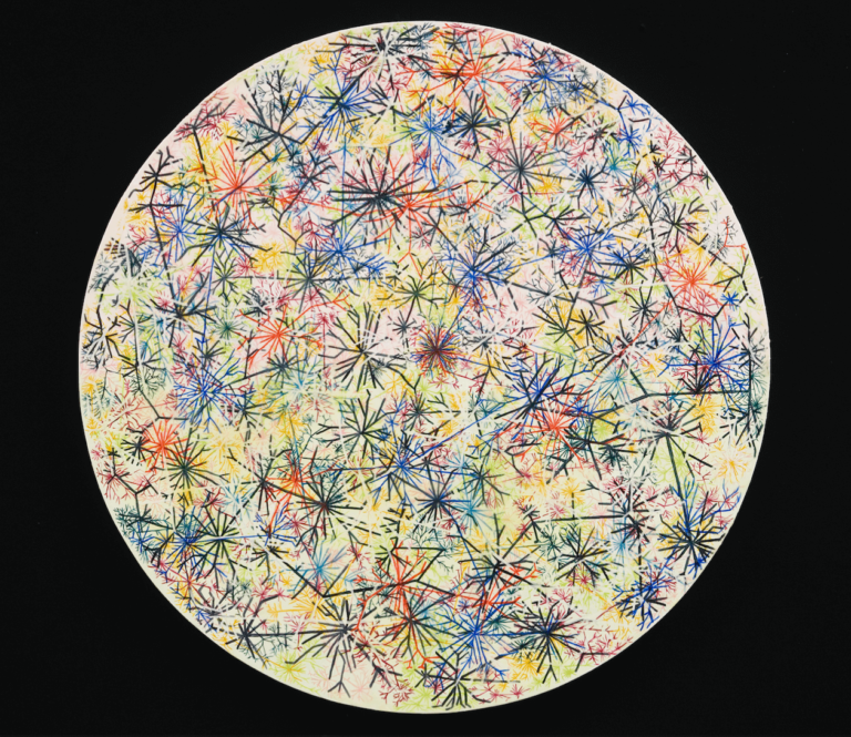 espinas loco, oil and wax on panel, 48" diameter, 2008