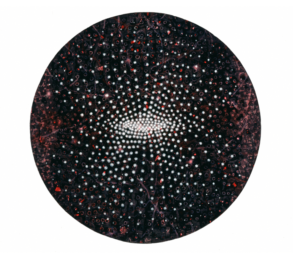 Underworld, oil and mixed media on panel, 36" diameter, 2004